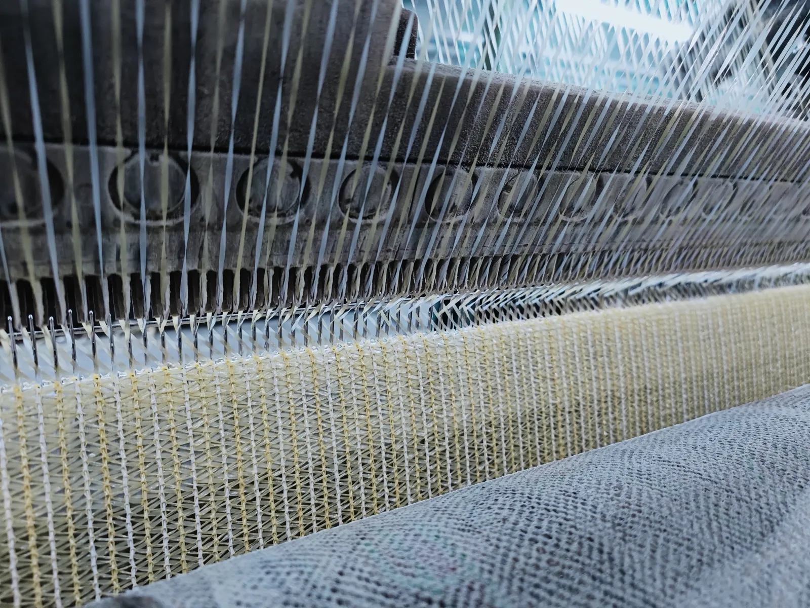 High-visibility netting rolls at the OMB factory